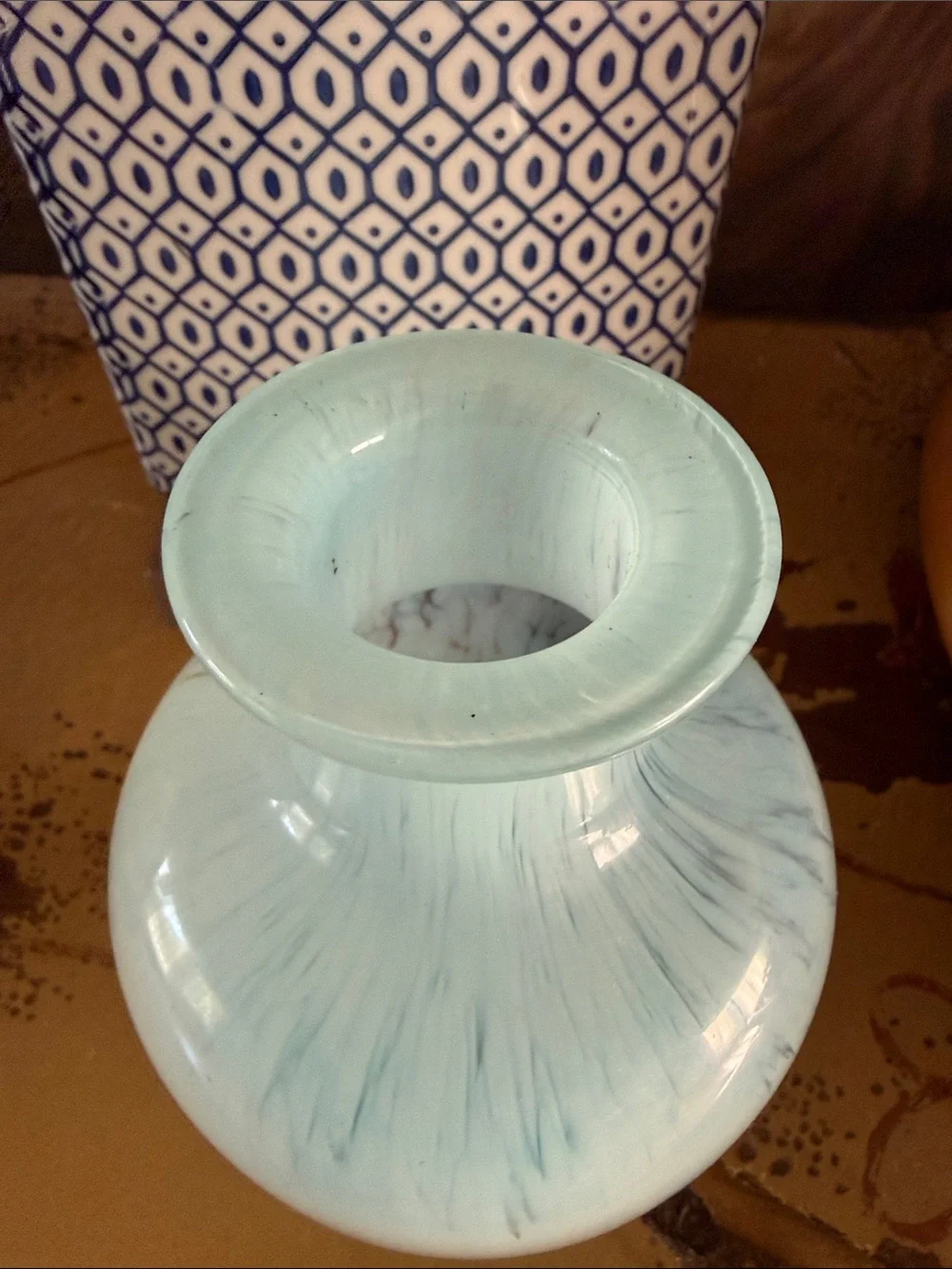 Handblown Aqua Glass Vase - Elegant Home Accent